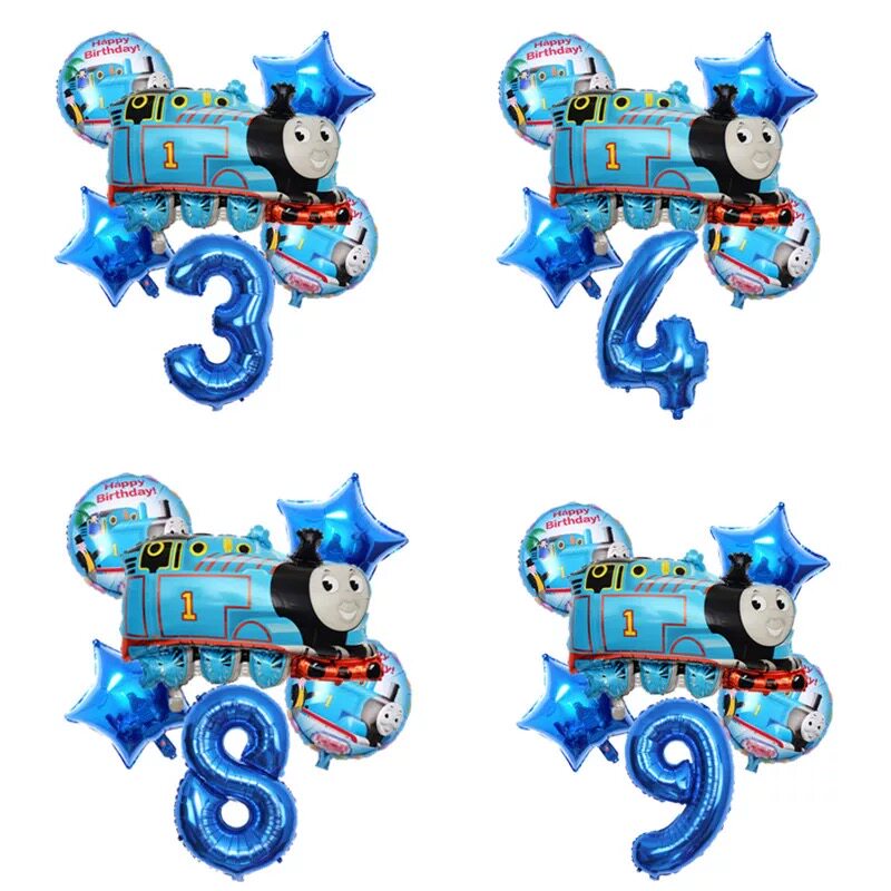 托马斯主题小火车男孩周岁生日派对布置蓝色数字套餐背景墙装饰