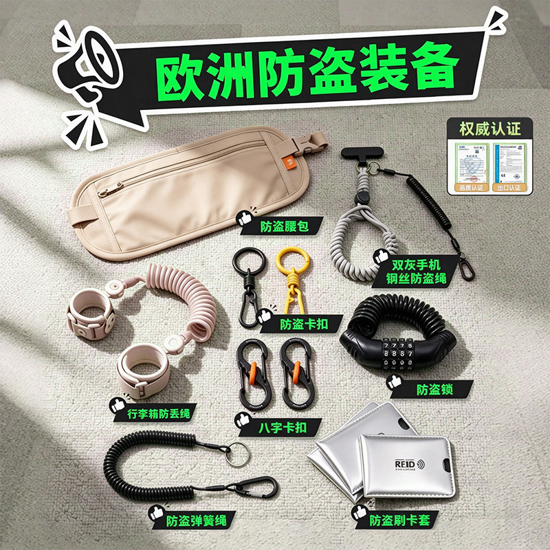 出国旅行隐形防盗腰包防丢绳