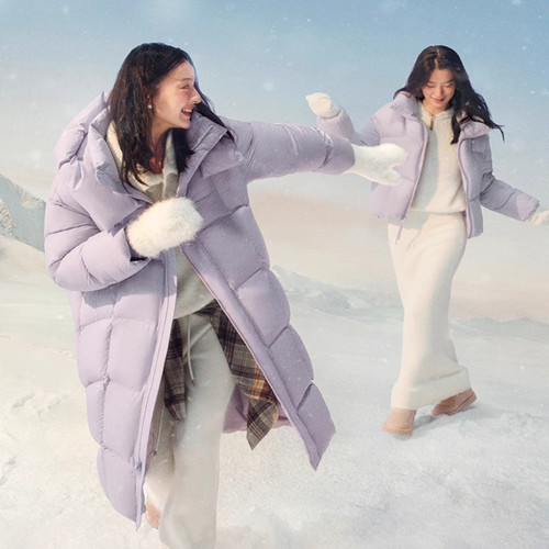 云柔泡芙连帽羽绒服2025冬季女装新款宽松长款加厚保暖外套