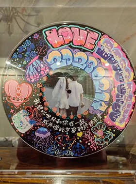 亚克力黑胶唱片展示框光碟收纳保护盒凹槽CD相框装饰立牌简约碟架