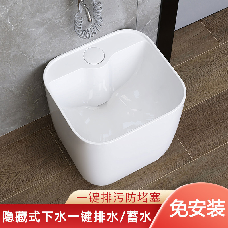 拖把池陶瓷隐藏下水阳台新款卫生间洗拖布池水槽大号家用墩布盆槽
