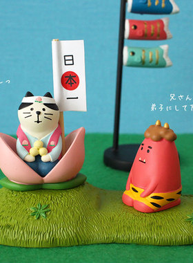 猫部杂货和风5月端午桃太郎摆件