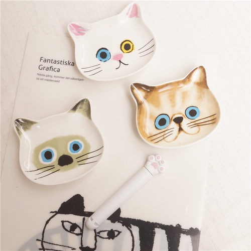 日式可爱涂鸦猫脸味碟