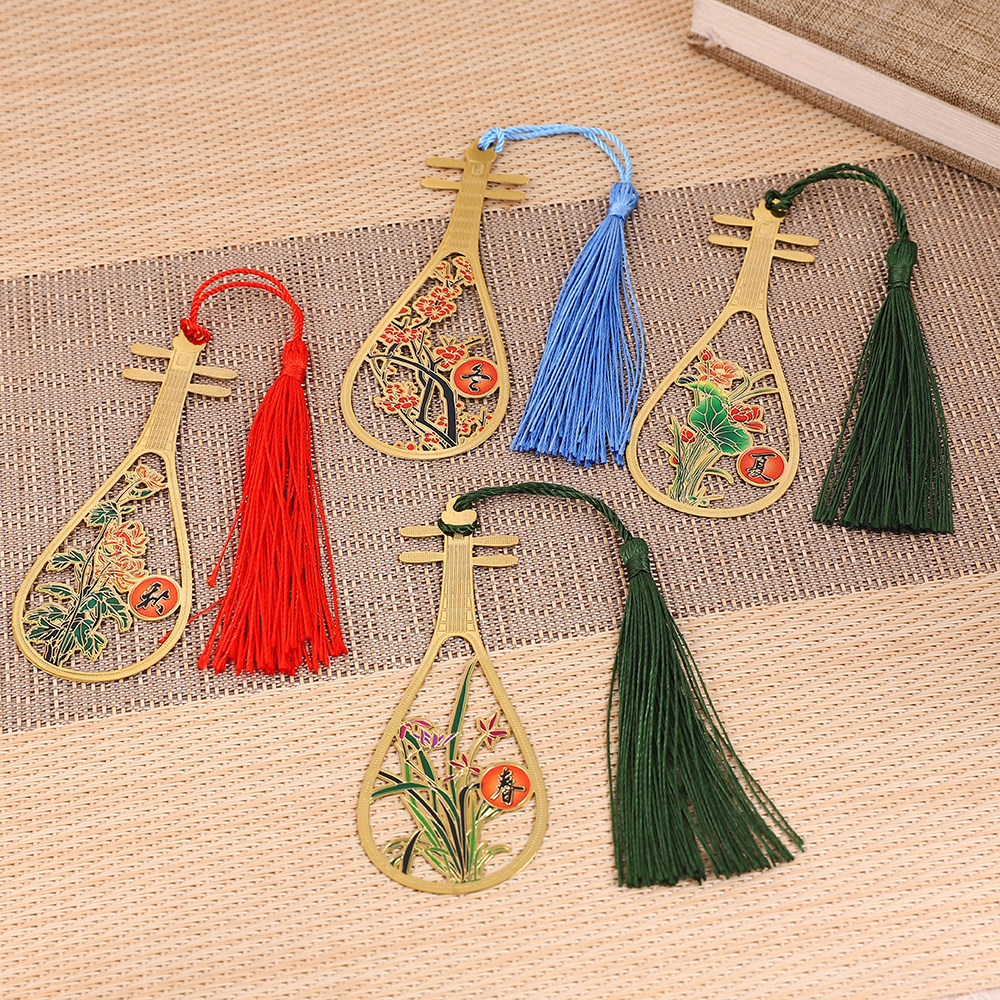 中国风古典乐器琵琶书签金属黄铜镂空创意礼品文创纪念品