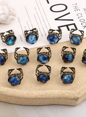 跨境新款创意夜光十二星座戒子欧美时光宝石戒指12星座发光指环