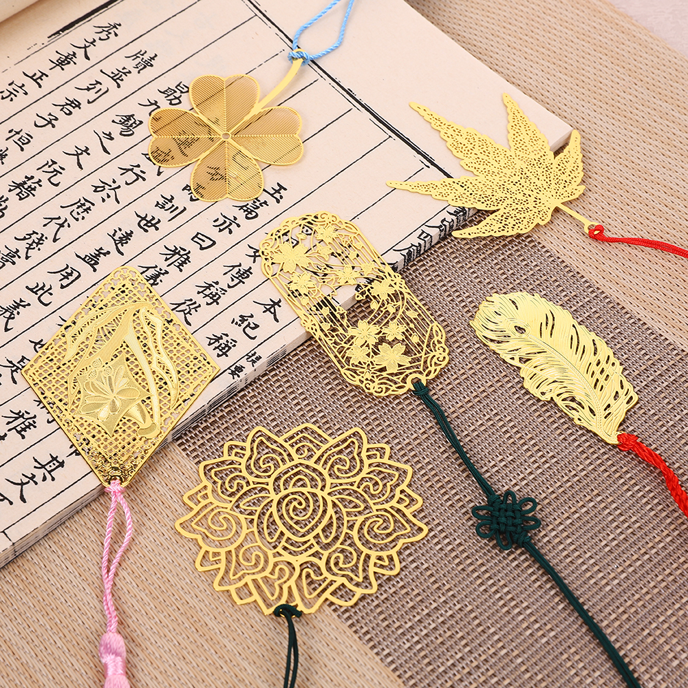 文具日系简约樱花镂空立体书签唯美复古金属书签古典礼物奖品