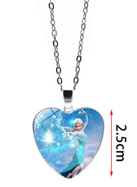吊坠项链女百搭白雪公主美人鱼儿童项链毛衣链卡通爱莎公主爱心形