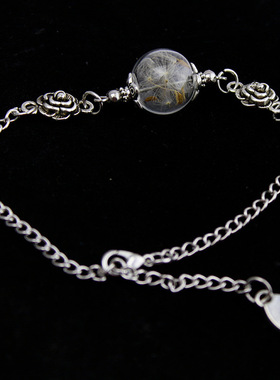 蒲公英玻璃罩手链干花玫瑰花许愿瓶跨境电商wish韩版手饰