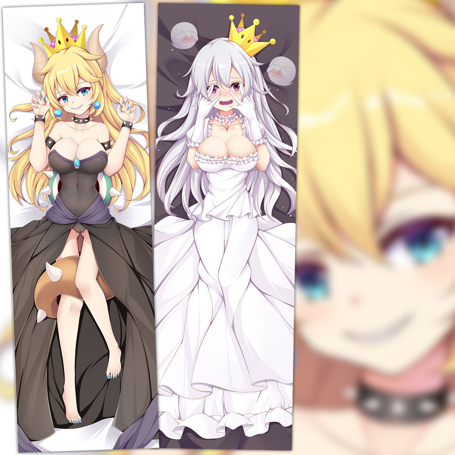 超级马里奥 库巴姬&幽灵姬 动漫双层等身抱枕 2wt抱枕套