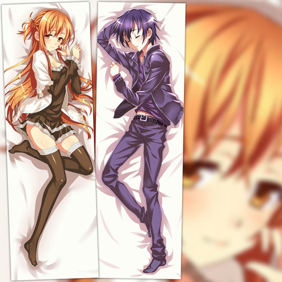 动漫 等身抱枕 刀剑神域 桐人 亚丝娜 靠枕方枕 2wt抱枕套DIY