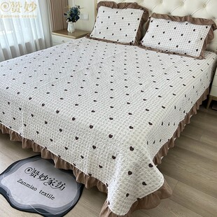 云纱棉床盖三件套2026新款四季通用夹棉床单枕套高端网红韩国绗缝