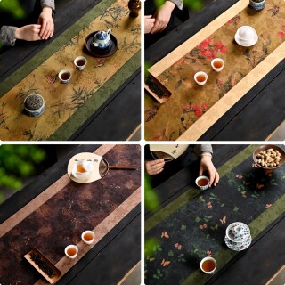 云纱茶席防水防滑茶垫子轻奢手工禅意桌旗新中式茶桌布艺茶旗