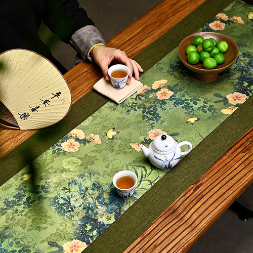 防水茶席云纱桌席垫子高端新中式轻奢长条茶几布茶具桌垫茶道配件