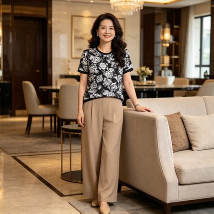 2026新款短袖T恤女天丝薄款宽松大码遮肉显瘦时尚减龄百搭冰丝夏
