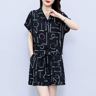 胖MM高端职业西服套装松弛感宽松减龄短袖上衣阔腿小短裤子两件套