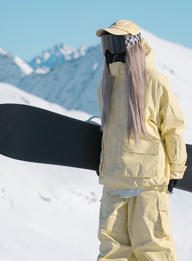 雪否 加绒防水防风耐磨滑雪套装分体潮款oversize雪服单板滑雪服