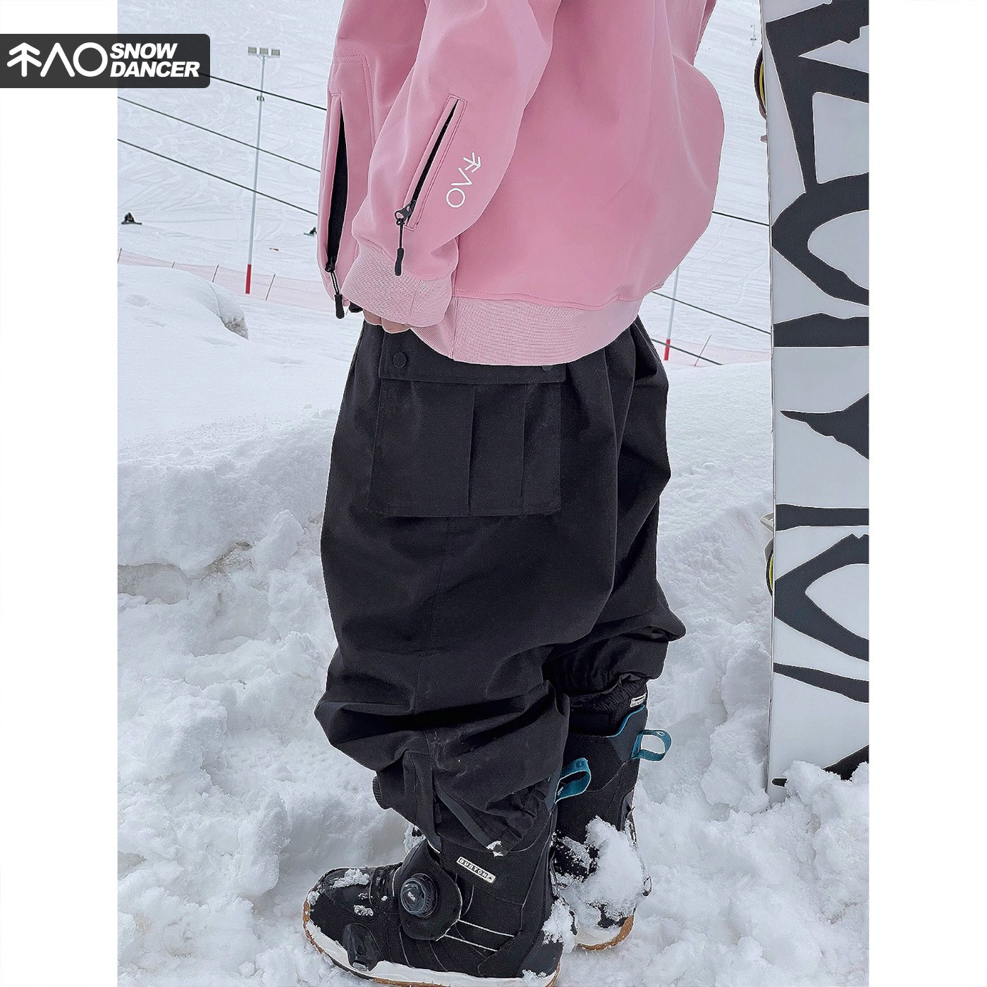雪否 黑色单板滑雪裤雪否防水防风潮款宽松版oversize平价雪裤