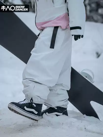 Snowproof Solid Color Snowboard Pants with Fleece Lining, Waterproof, Windproof, Trendy, Loose Fit, Oversized, Affordable Snow Pants