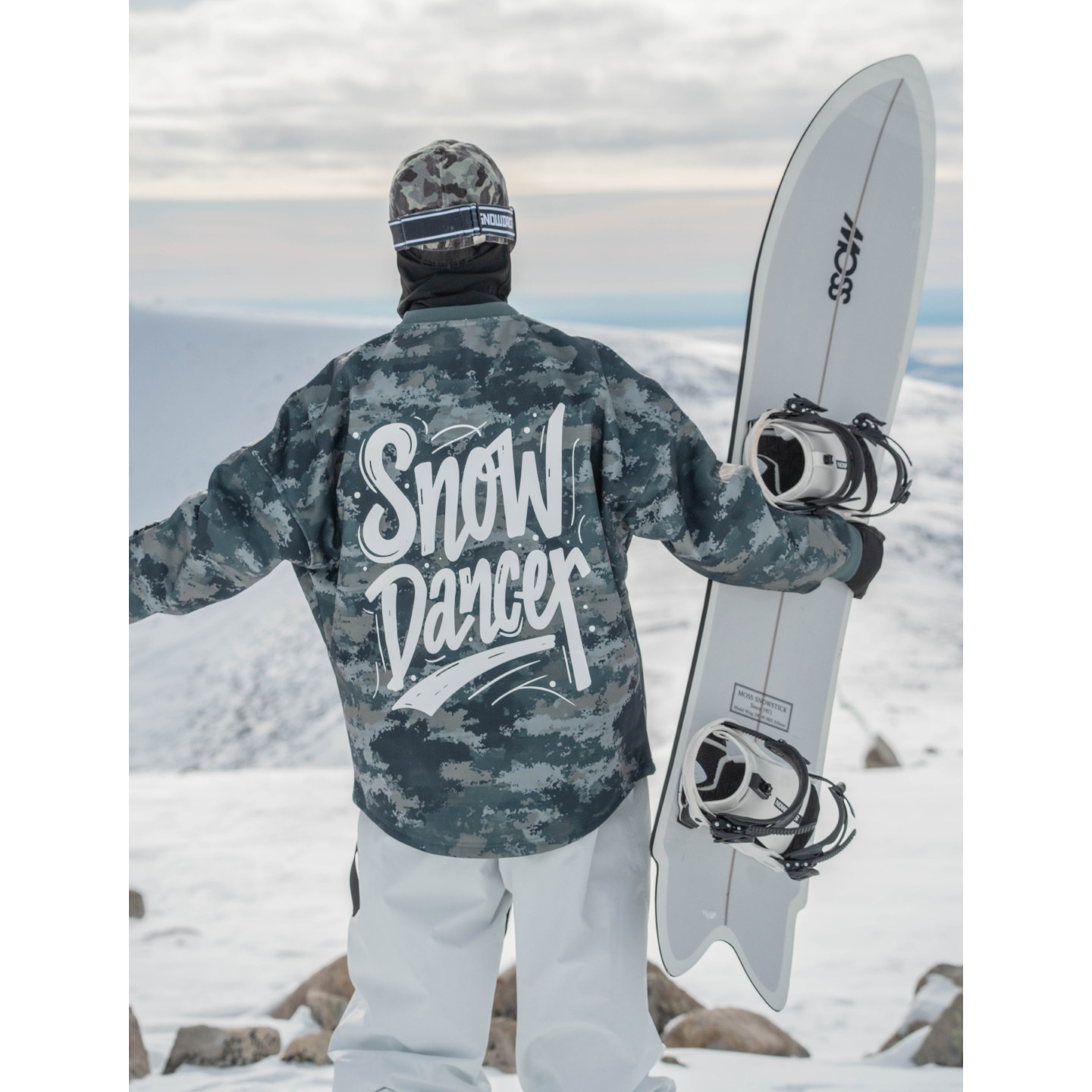 雪否 迷彩单板滑雪防水over size宽松加绒百搭男女室内滑雪卫衣