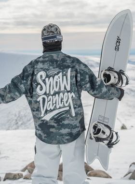 雪否 迷彩单板滑雪防水over size宽松加绒百搭男女室内滑雪卫衣