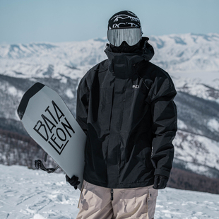 雪否 滑雪服三合一可拆卸绒内胆 黑色3L防水防风滑雪外套全压胶