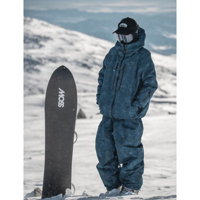 雪否 仿牛仔色滑雪套装加绒防水防风滑雪套装 oversize全压胶雪服