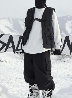 雪否 单板双板滑雪服马甲保暖男女款户外运动工装宽松背心夹棉