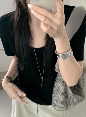 HUACAI春夏新款韩版基础款短袖T恤女2026圆领百搭显瘦打底衫25610