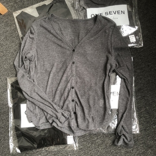 one seven夏季新款 气质长袖薄款t恤开衫女宽松防晒开衫空调衫潮