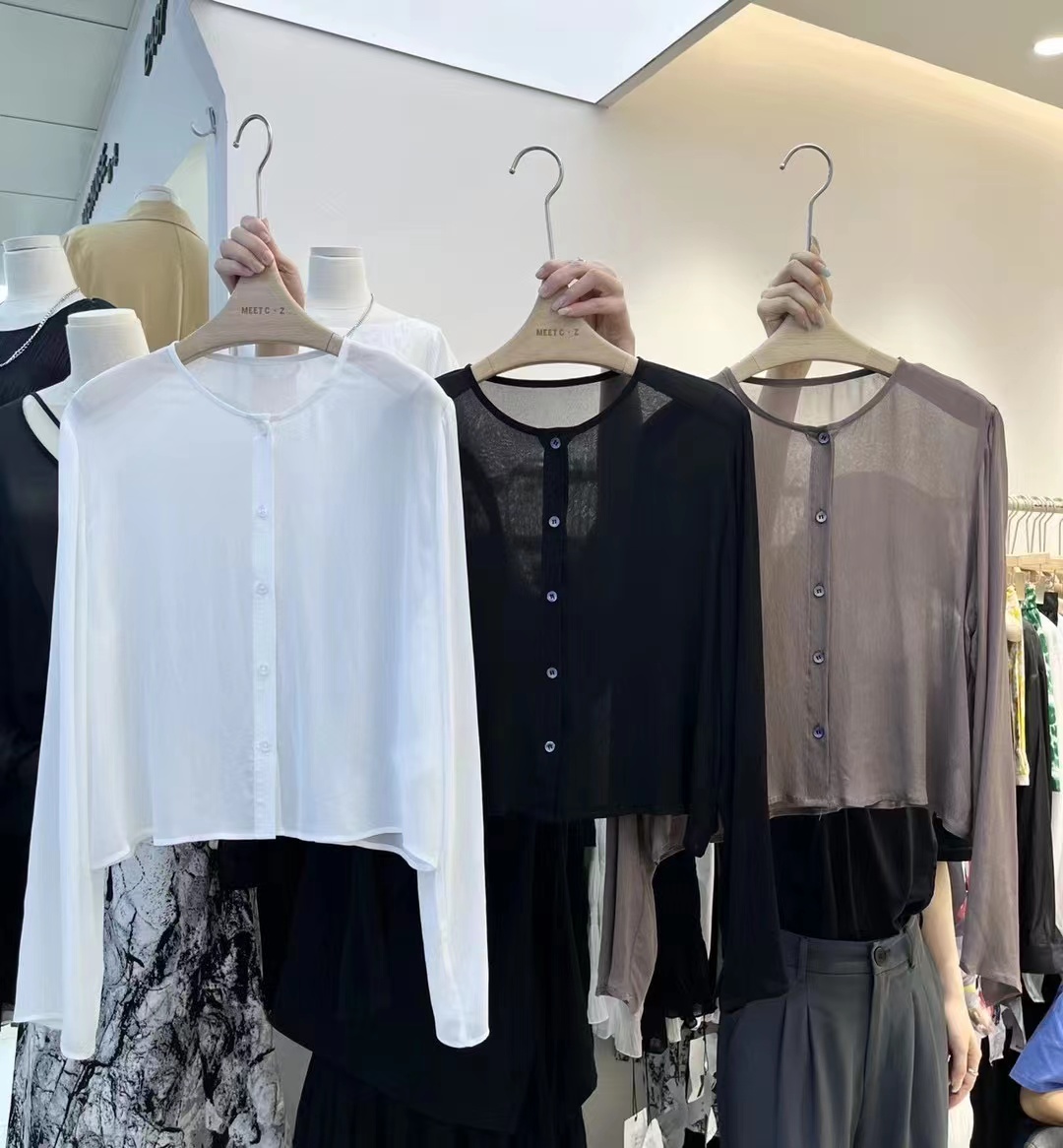 韩版短款真丝开衫防晒衫