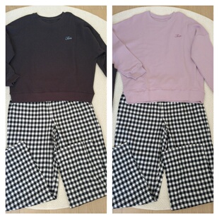 tutu春秋睡衣女长袖 包邮 长格子裤 可外穿休闲 家居服套装 外贸日单