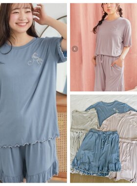 柔软甜美睡衣女短袖短裤套装