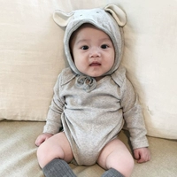 Ins2019 mùa thu trẻ sơ sinh sọc bông túi tam giác rắm hafu romper để gửi mũ tai dễ thương - Áo liền quần quần áo trẻ em cao cấp