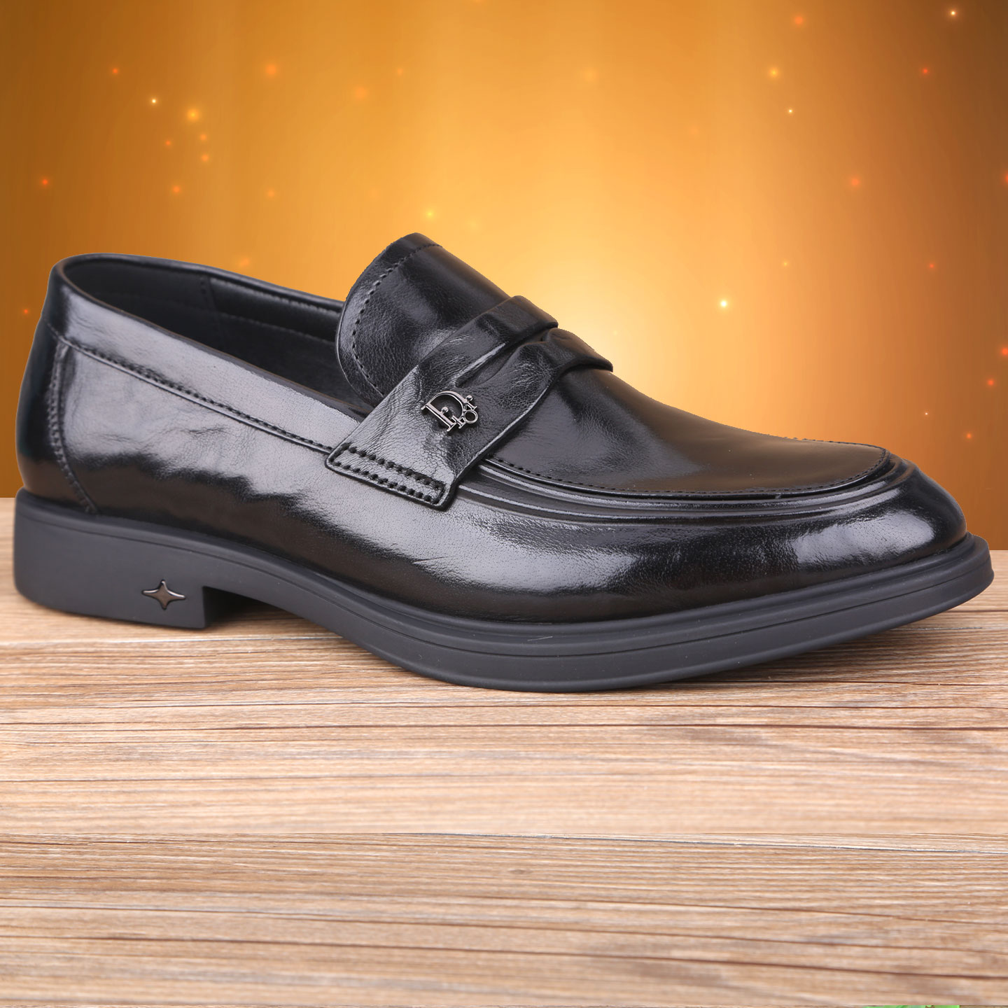 秋季新款男鞋商务休闲皮鞋厚底真皮潮鞋透气套脚英伦圆头软底软面