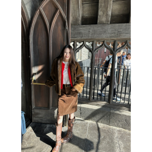 宽松中裙 复古vintage灯芯绒半身裙女冬季 NanaByNana 摩登回响