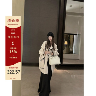 【5折粉丝福利】重工贝壳绣羊毛毛呢外套女冬季双面呢大衣