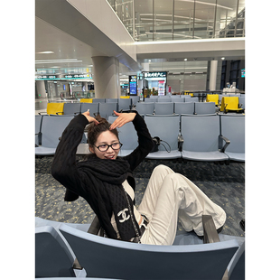 NanaByNana【米兰公路】弹力一体抓绒牛仔裤女秋冬微喇宽松直筒裤