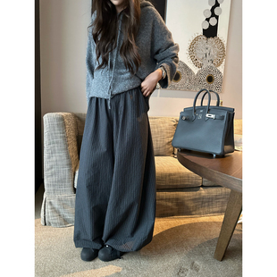 磨毛宽松阔腿裤 NanaByNana 女冬季 花苞格子休闲裤 腿型修正机