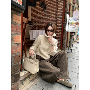 NanaByNana【缪尔暖冬】圈圈纱高领羊毛毛衣开衫女秋冬立领针织衫