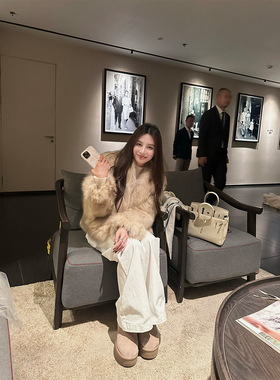 NanaByNana【月光典藏】sagafurs双色定染狐狸毛皮草女冬毛绒外套