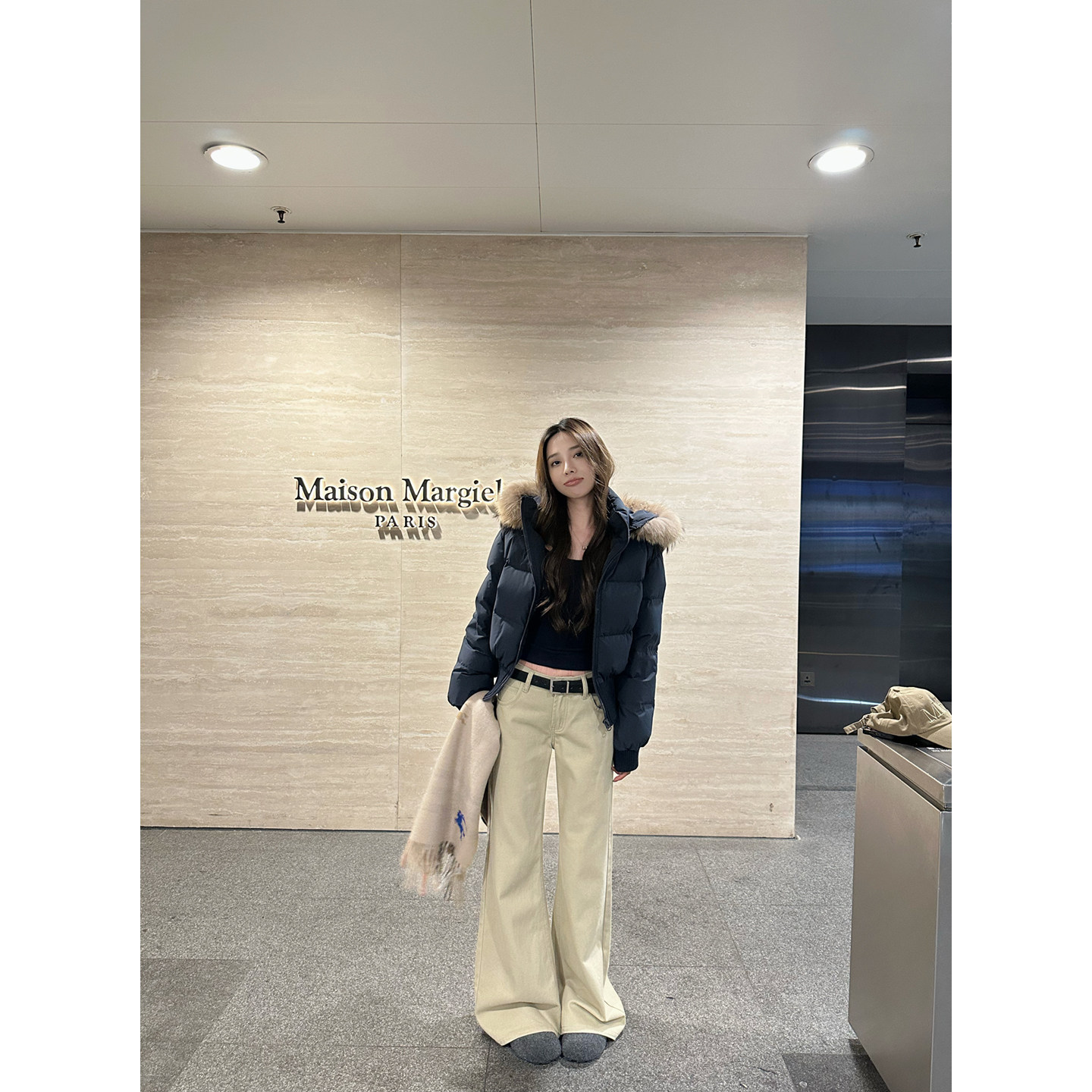 NanaByNana【爆款返场】老钱风浅卡其加绒牛仔裤女冬季宽松微喇裤