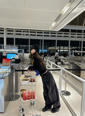 NanaByNana【米兰之夜】特殊重工洗水牛仔裤女冬褶裥弯刀阔腿裤