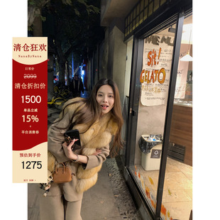 【6折粉丝福利】芬兰进口狐狸毛皮草外套女冬定染横条马甲
