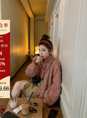 【清仓4折粉丝福利】彩纱粗针羊毛毛衣女手编开衫
