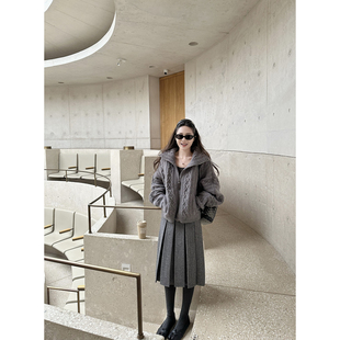 NanaByNana【墨尔本恋冬】经典人字纹羊毛半身裙女冬两穿a字裙子