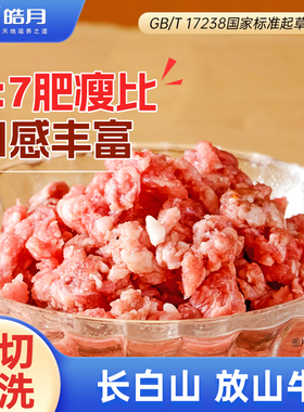 【皓月】清真牛肉肉馅500g新鲜饺子馅烧饼纯肉冷冻半成品肉丸