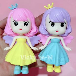 新款 饰 天使公主娃娃花仙子儿童过家家玩具迷你公仔烘焙蛋糕摆件装
