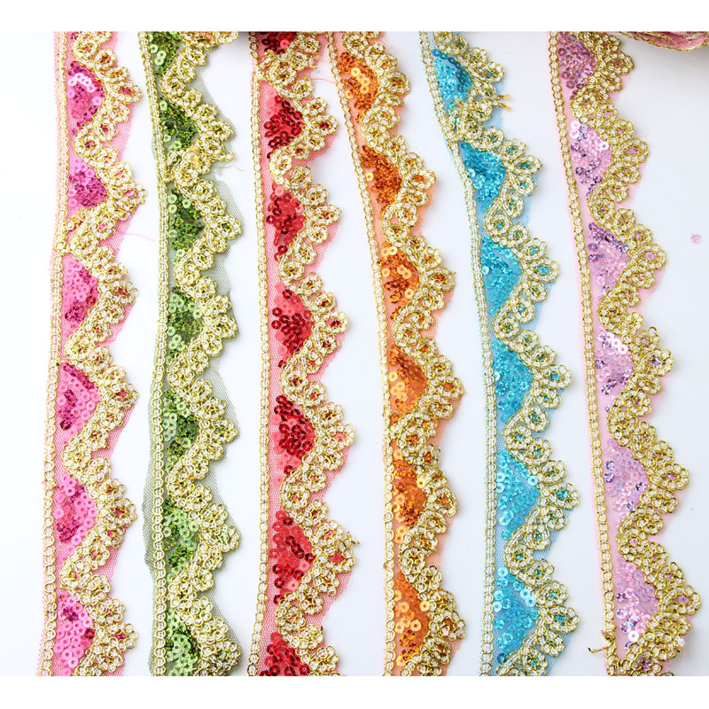 服装辅料花带 diy蕾丝亮片花边 舞蹈服游戏服辅料 手工亮片带配饰