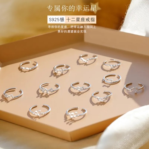 纯银十二星座戒指ins时尚小众