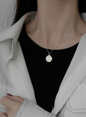 925纯银小王子项链女硬币轻奢毛衣链2020年新款小众复古卫衣长款